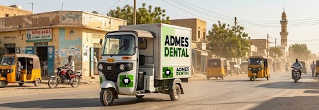 Delivery rider en route to a clinic in Hargeisa